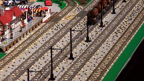 Lego 'Woolguest' City - Train layout with overhead power line