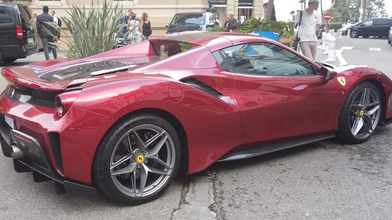 Ferrari 488 Pista Spider Rosso Maranello STUNNING in Monte Carlo Monaco. Carbon EVERYTHING! [4k 60p]