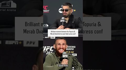 Brilliant moment between Ilia Topuria & Merab Dvalishvili at post fight press conference | #UFC #MMA