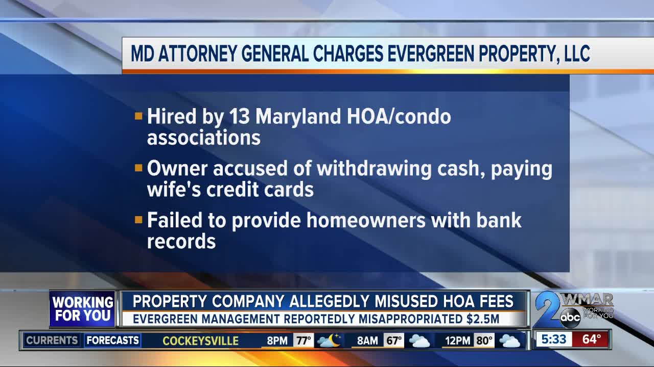 Maryland property management company accused of misusing nearly $2.5 million in HOA, condo fees