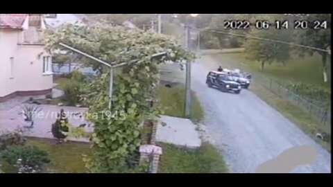 Ukrainian recruitment officers go after a guy on a bike