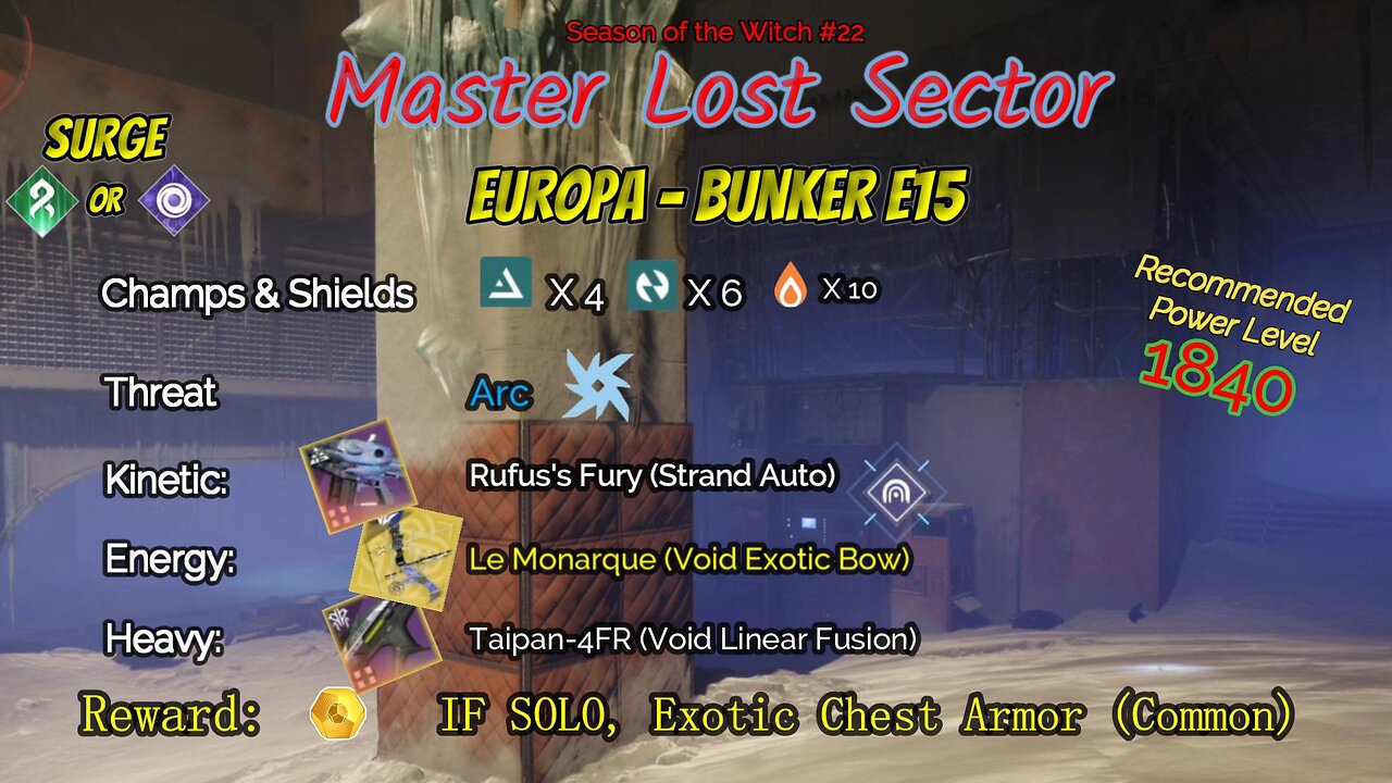 Destiny 2 Master Lost Sector: Europa - Bunker E15 on my Strand Warlock 10-12-23