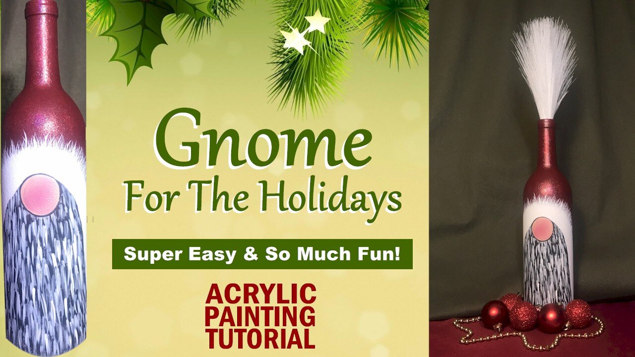 Christmas Gnome Bottle Art Decor | Easy Painting Tutorial