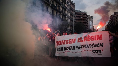 Catalan Separatists Protest To Mark Independence Vote Anniversary
