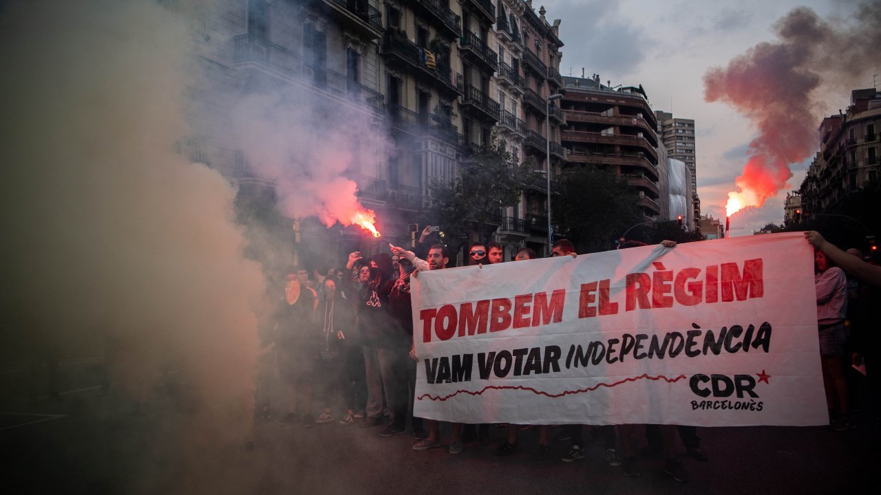 Catalan Separatists Protest To Mark Independence Vote Anniversary
