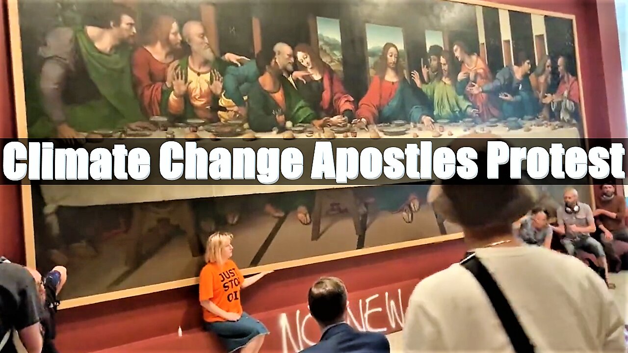 Climate change apostles glue their hands to Leonardo da Vinci’s The Last Supper painting at Royal Academy