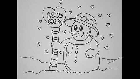 Draw A SnoWoman_ LOVE YOU Card For Mom _ Grandma