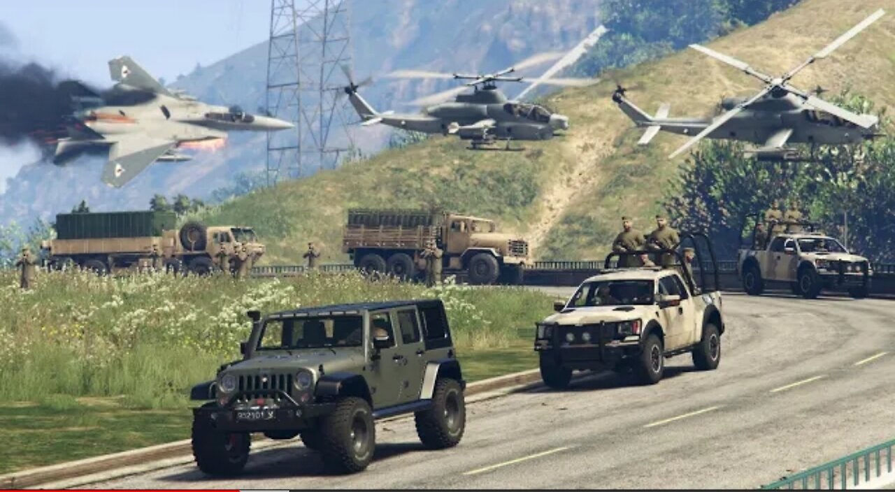 Ukraine War Helicopter Attack on Russian Army Convoy | Russia vs Ukraine War - GTA 5