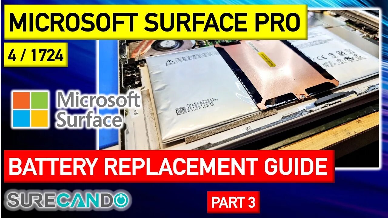 Microsoft Surface Pro 4 1724 Battery expanded. Replacement guide Turns off when disconnected. Part 3