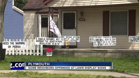 Plymouth neighbors offended by lawn display signs