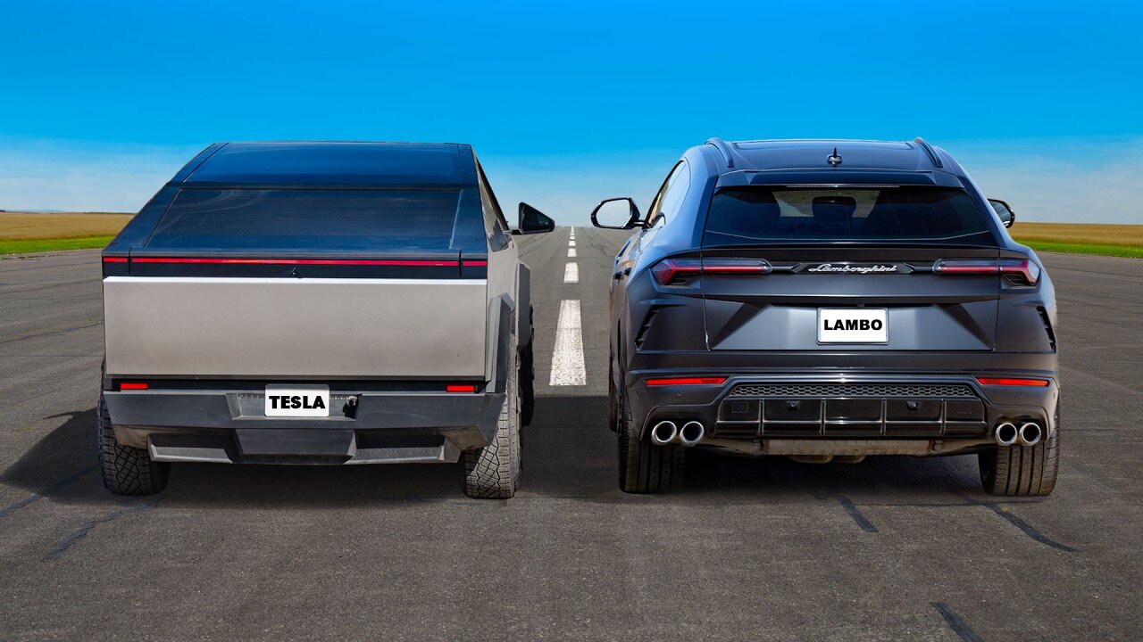 Tesla Cybertruck v Lamborghini Urus: DRAG RACE