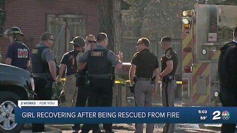 Girl recovering after being rescued from fire