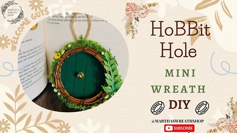 HoBBit Hole Mini Wreath Ornament DIY| How to Make a Hobbit Door Mini Wreath for Wall