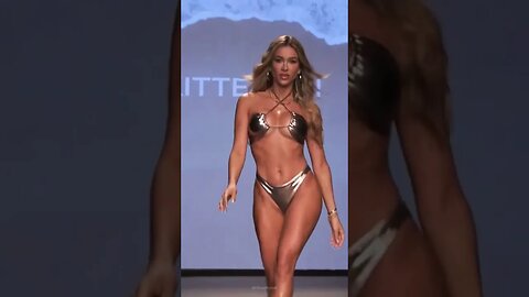 Model Cindy Prado in metallic bikini by Kittenish #miamifashionweek #miamifashion