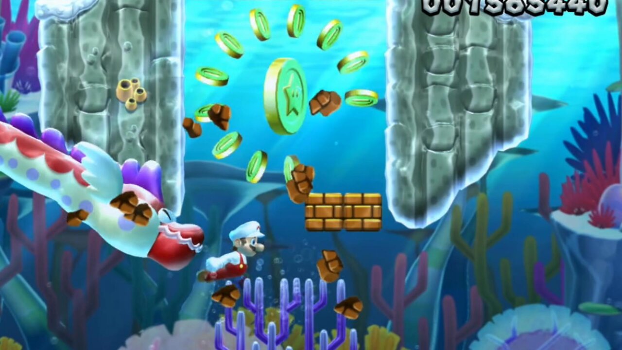 Sparkling Waters-5 Dragoneel's Undersea Grotto (All Star Coins) New Super Mario Bros U Deluxe