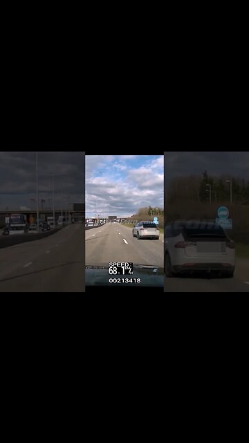 🔋Tesla P100D tries to Drag Race Police VW Touareg! Brutally chased down by Police VW Tourareg 286 H