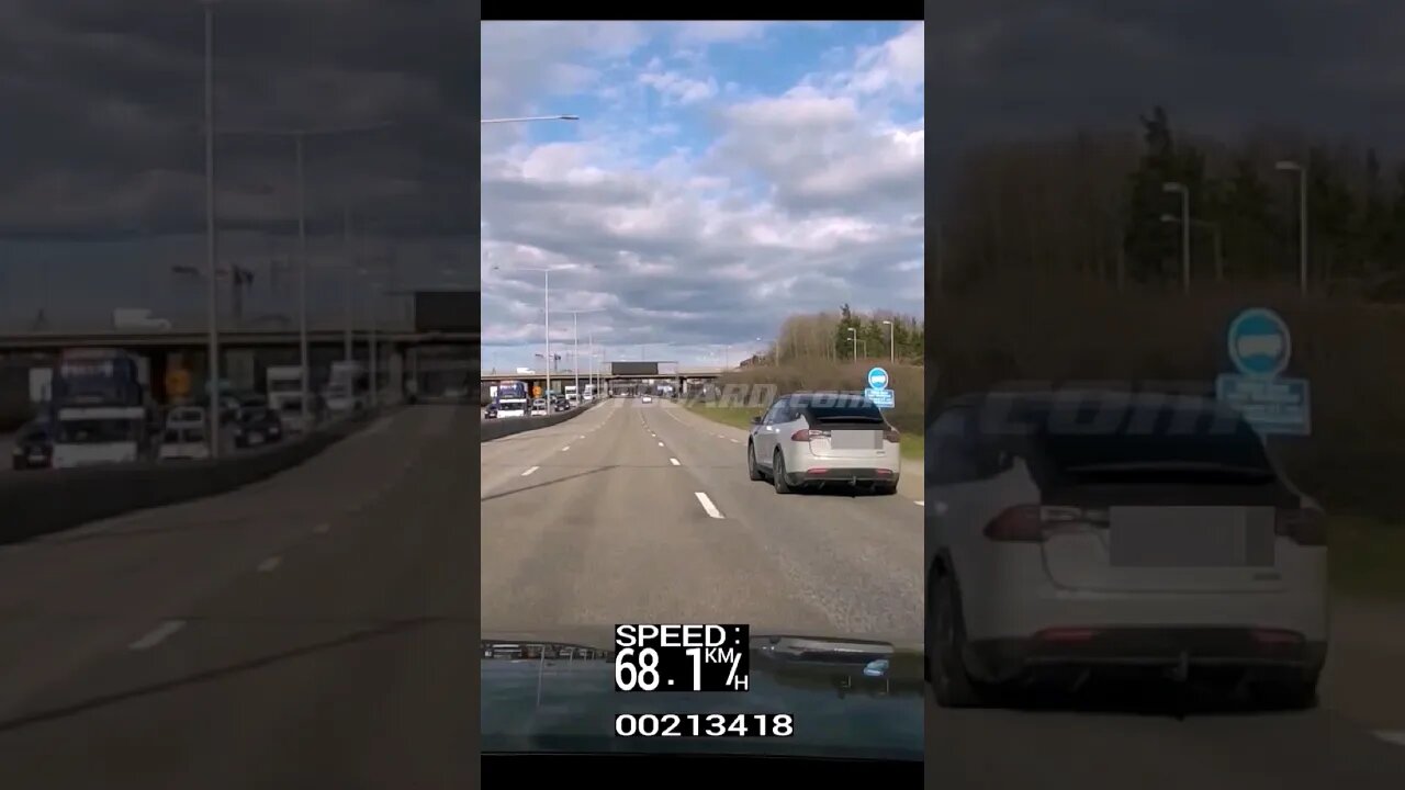 🔋Tesla P100D tries to Drag Race Police VW Touareg! Brutally chased down by Police VW Tourareg 286 H