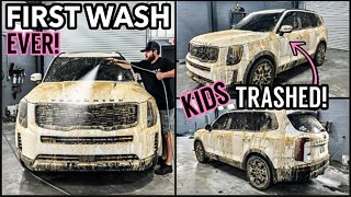 Deep Cleaning the Muddiest Kia Telluride Ever! | Satisfying Disaster Car Detailing Transformation!