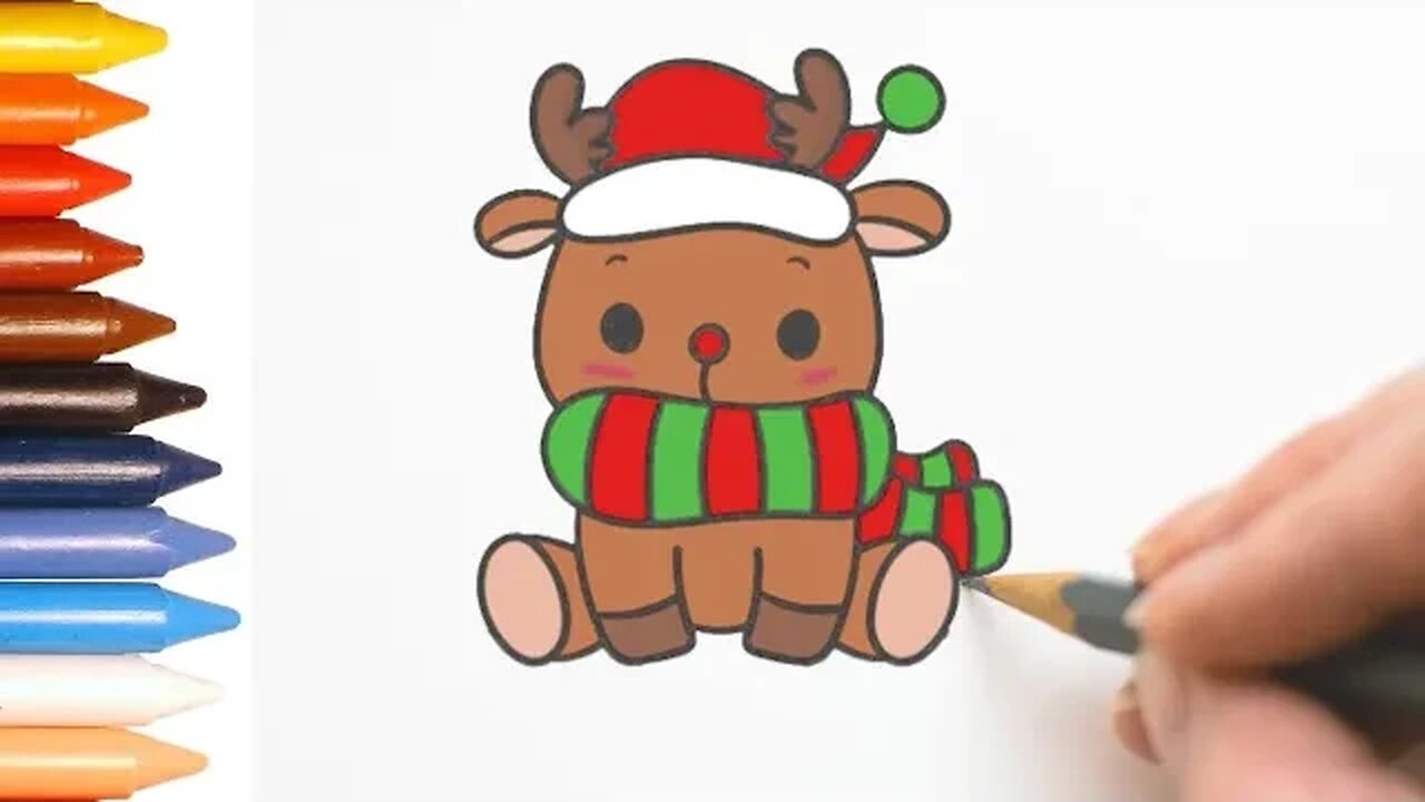 COMO DESENHAR RENA NATAL KAWAII - PASSO A PASSO - FÁCIL