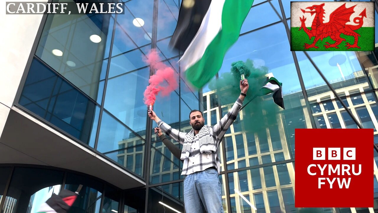 Pro-Palestinian marched through the city center to BBC