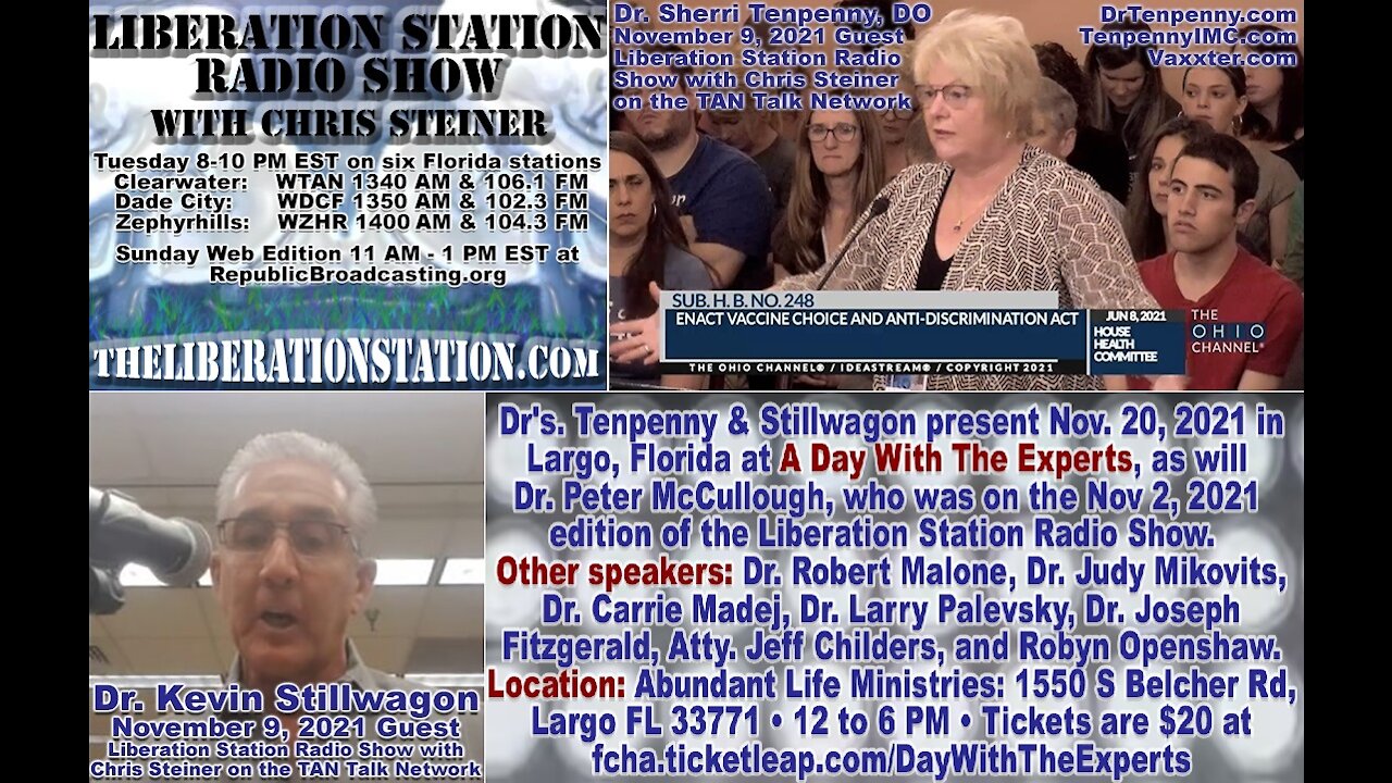 Nov. 9, 2021 Liberation Station Radio Show w/ Chris Steiner; Dr's Sherri Tenpenny & Kevin Stillwagon