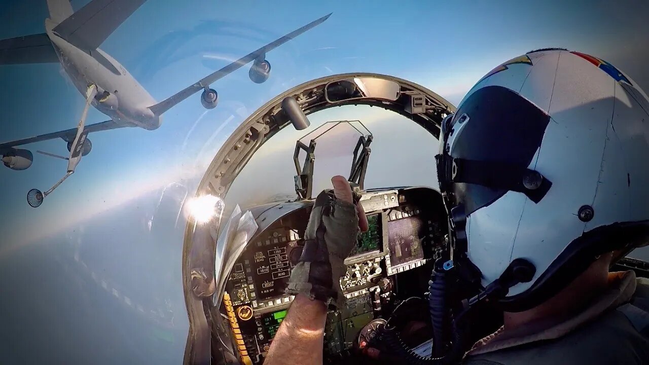 Shaka for the Gas and the AMEX Points! - US Navy EA-18G Aerial Refueling Cockpit View - Fly Navy