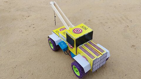 How to Make a Crane Truck | DIY Powerful Truck | Matchbox Project | DC Motor and Battery