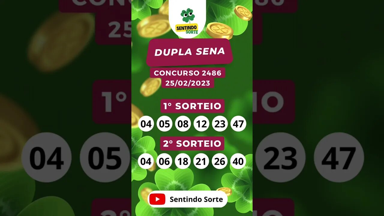 🍀 Resultado DUPLA SENA 2486 | Sentindo Sorte #shorts