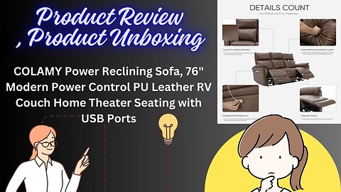 COLAMY Power Reclining Sofa, 76" Modern Power Control PU Leather RV