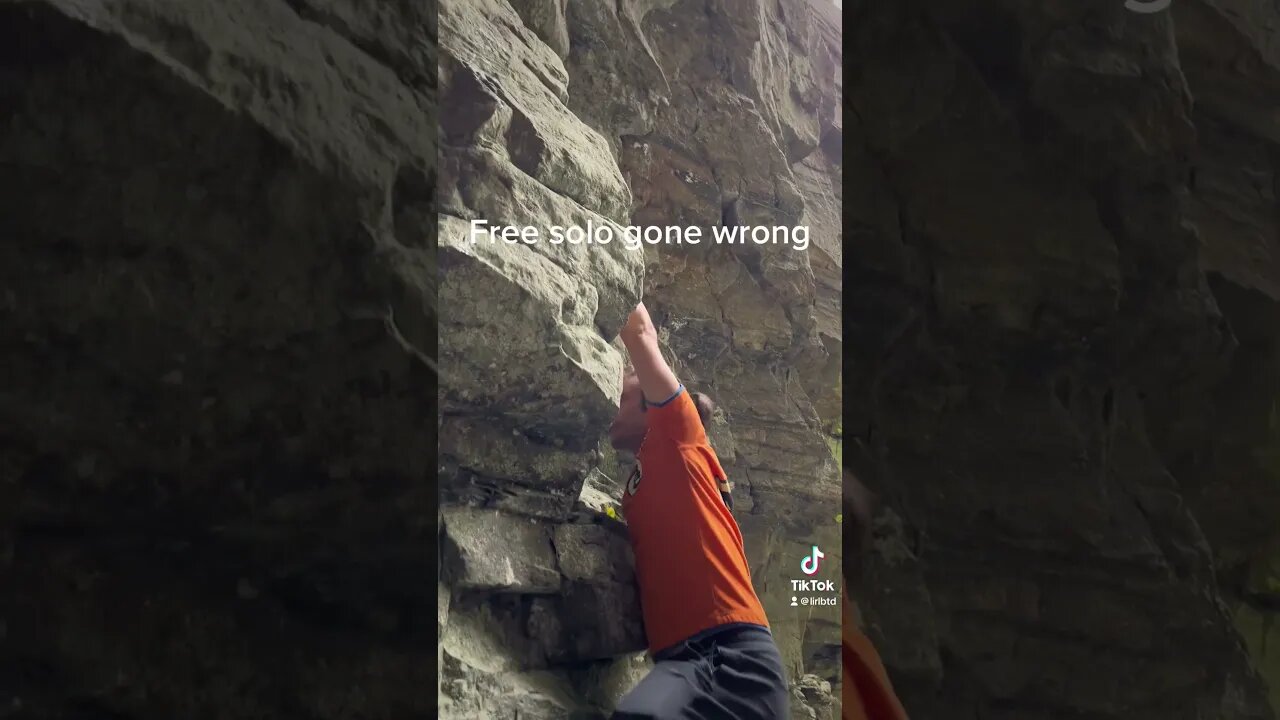 Free solo climber freaks out at worst possible moment - DO NOT ATTEMPT #biggestfear #fyp #funny