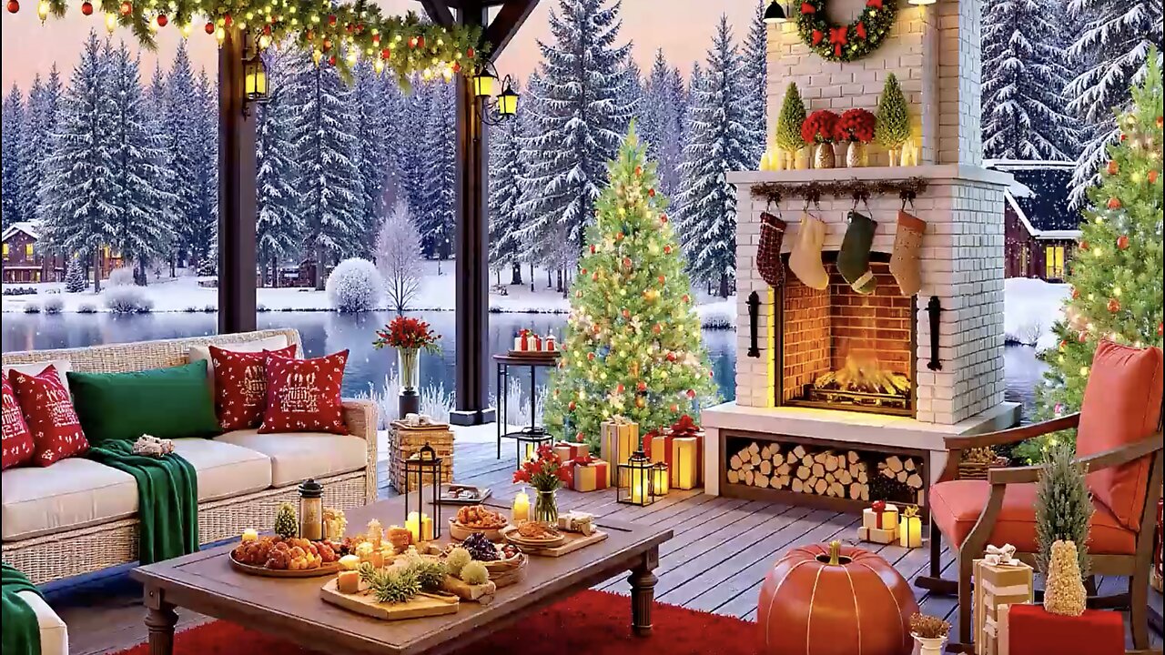 ❄️🎄☃️ Positive Jazz Piano Music - Winter Lakeside Cafe Ambience