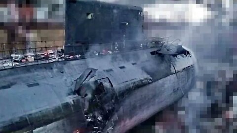 Damage caused by British Storm Shadow missiles on Russian Kilo Submarine during repair in Sevastopol