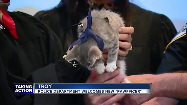 Troy PD swear in new Pawfficer after first kitty falls ill