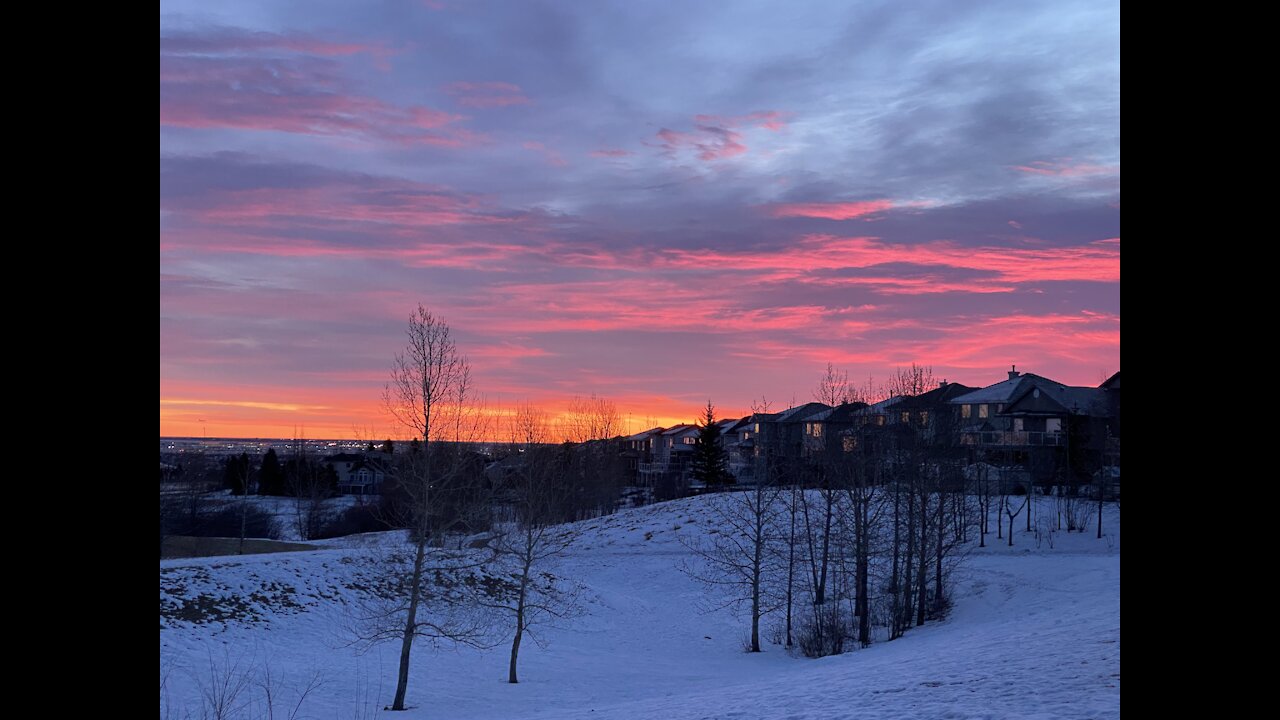 Beautiful ☕️❤️, last day of January 2021 cotton candy 🍭 sunrise in Calgary, Alberta.