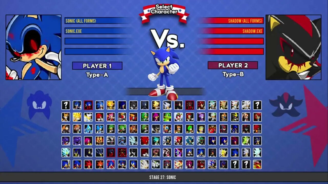 Sonic all forms & Sonic exe VS Shadow all forms & Shadow exe I Sonic Battle MUGEN HD