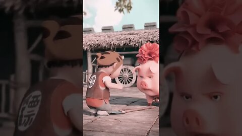 Funny kids with pig fight 🐷🤺🥊#shorts #trending