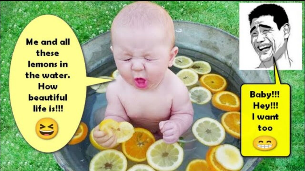 Funny reactions of babies when they eat lemons