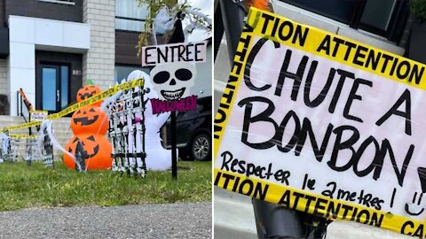 Cette Québécoise crée un système de distribution de bonbons sans contact pour l'Halloween