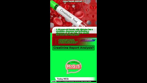 Creatinine report mcq : Creatinine level values #creatine #report #mcqs #LabResults #bloodtest #test