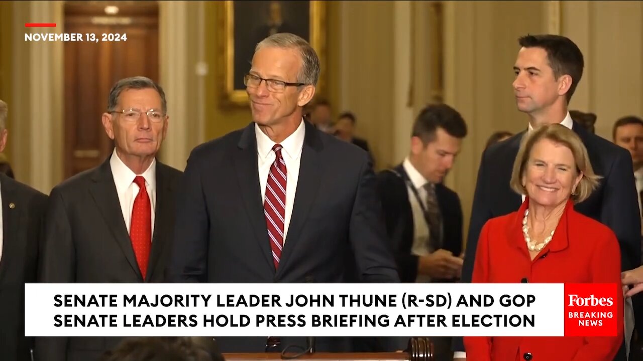 John Thune holds his first press briefing as the new Senate Majority Leader