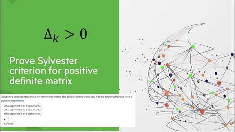 Prove sylvester criterion for positive definite matrix