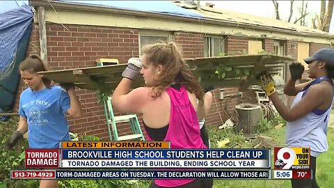 Brookville High School students help clean up