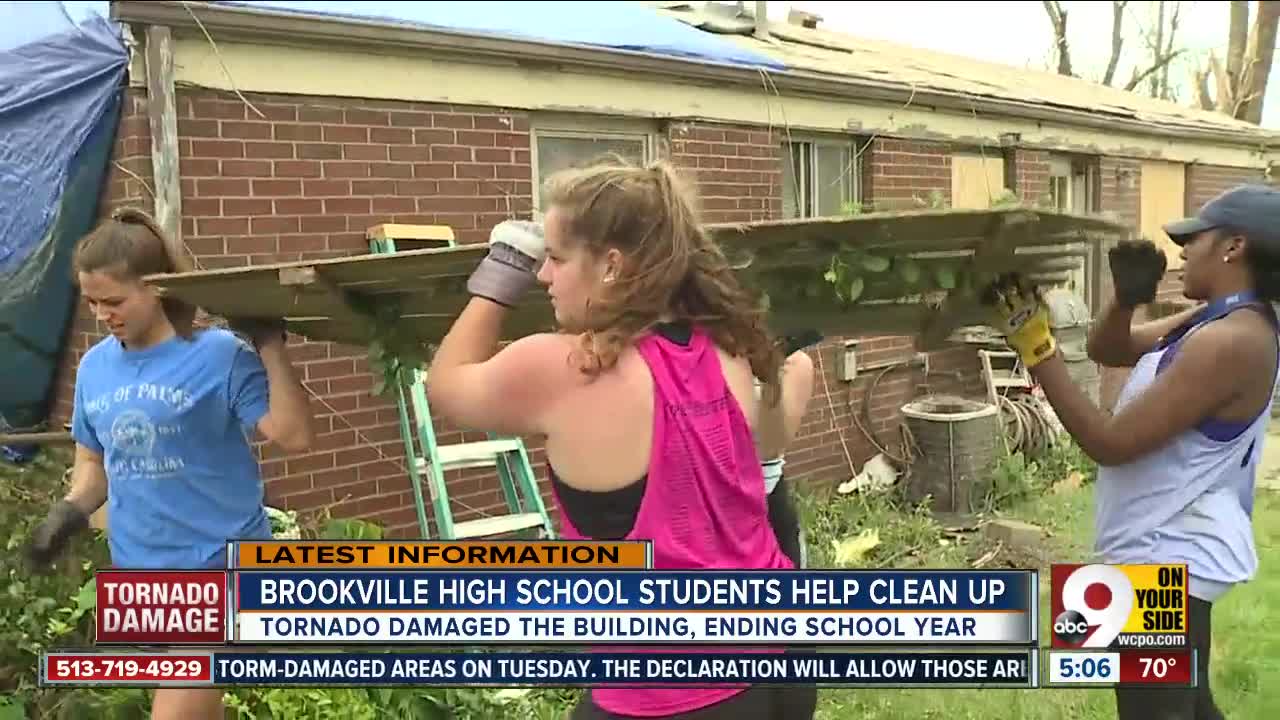 Brookville High School students help clean up