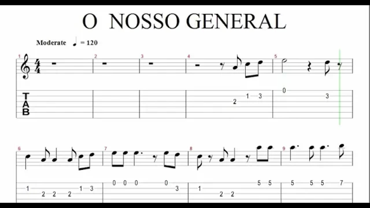 O NOSSO GENERAL [ TABLATURA SOLO ] prof. Jaime Toledo