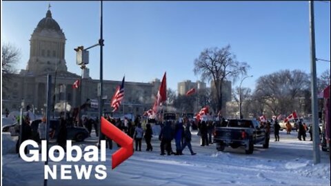 Trucker protest underway at Manitoba Legislature, police say drivers should avoid area