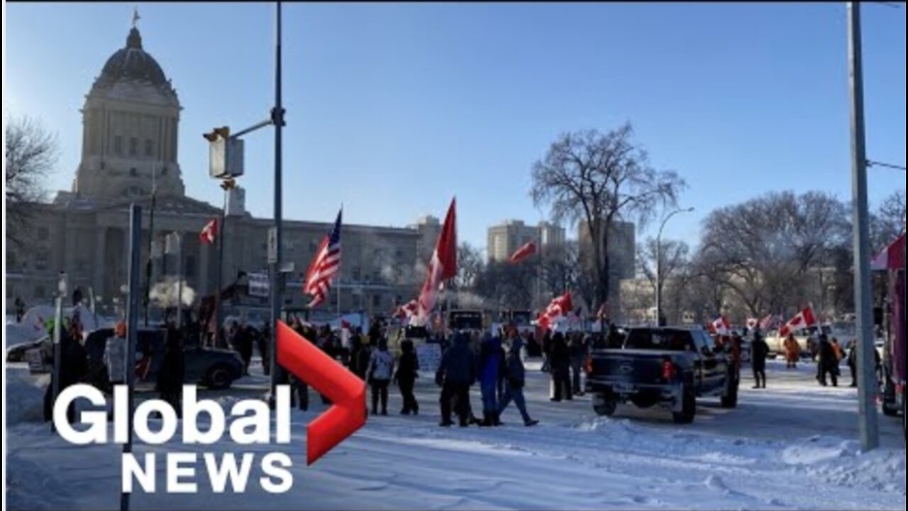 Trucker protest underway at Manitoba Legislature, police say drivers should avoid area