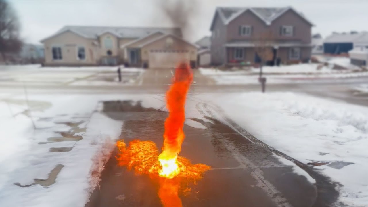 Fire Tornado Spawns on Driveway