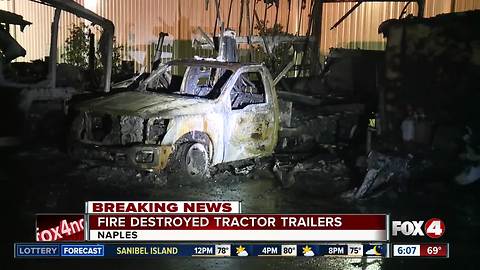 Multiple vehicles damaged in mysterious fire at Naples business