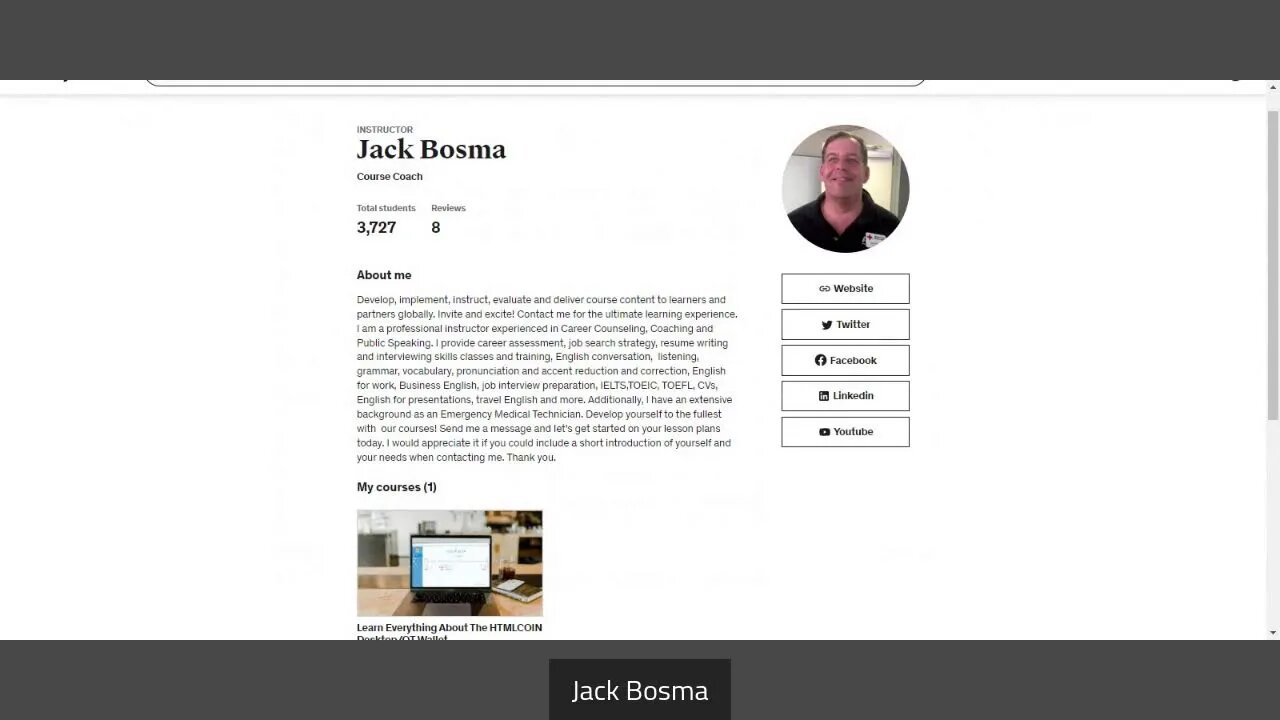 INSTRUCTOR Jack Bosma Udemy Course Coach