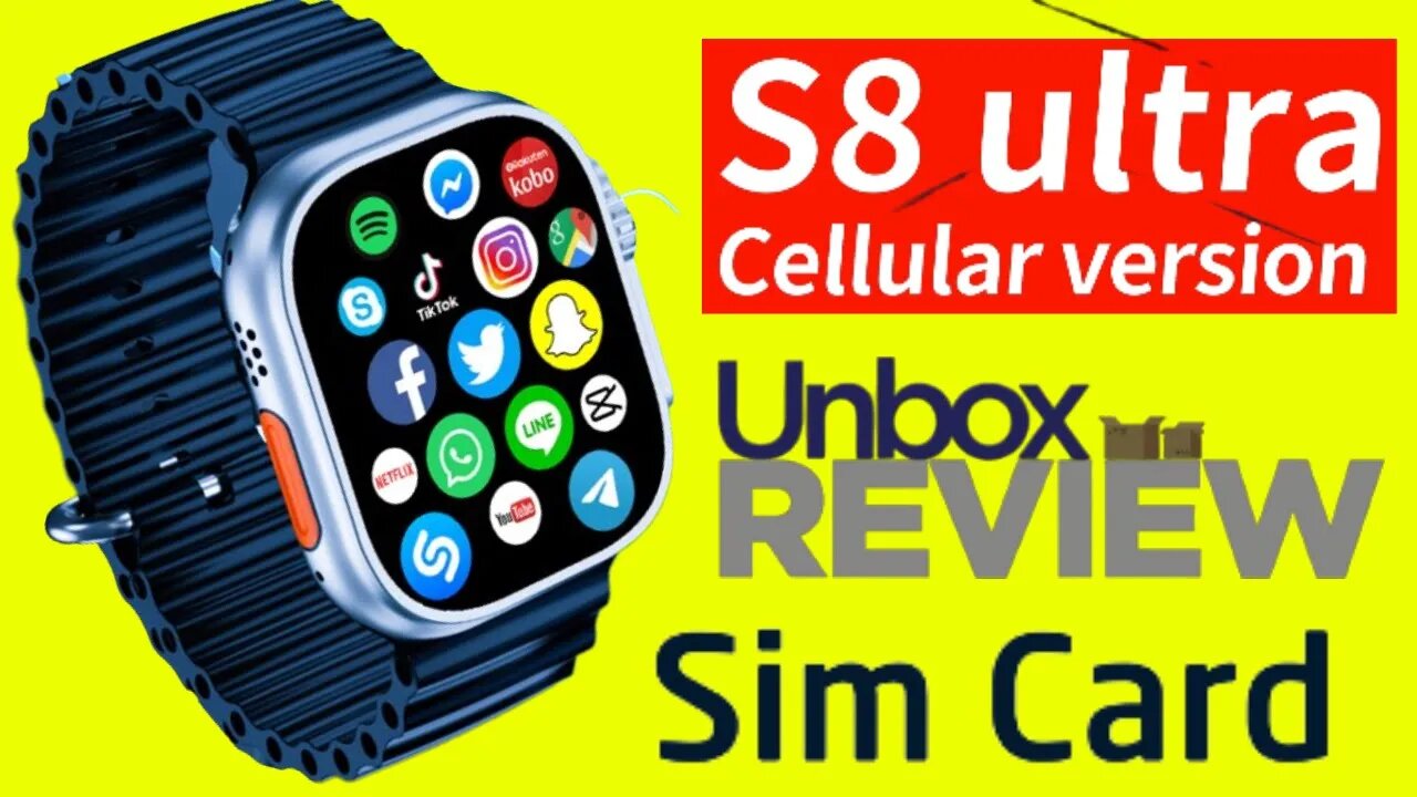 S8 Ultra Celullar Version Sim Card App Download Unboxing Review Smart Watch